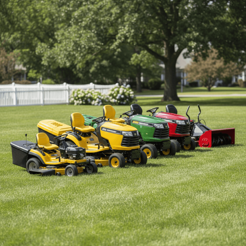 Tracteur tondeuse professionnel sur pelouse