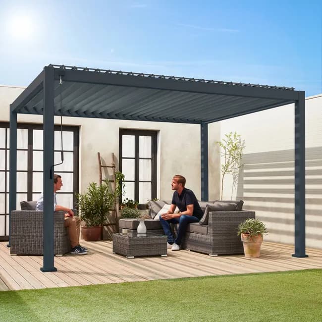 Pergola Bioclimatique gris anthracite – Triomphe – 3x4m. aluminium. à lames orientables TRIOMPHE 4X3M - Image 1